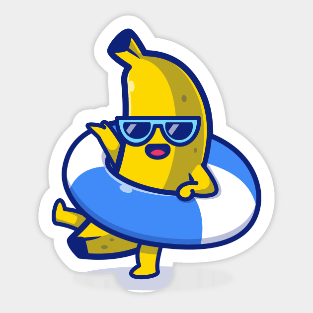 Cute Banana Wearing Balloon Cartoon Sticker by Catalyst Labs